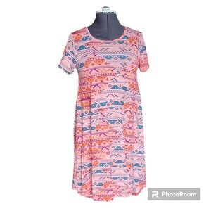 LuLaRoe Short Sleeve Dress Knee Length Salmon Orange Womens Size XXS